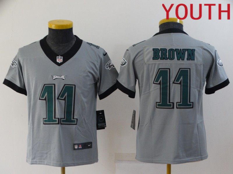 Youth Philadelphia Eagles #11 Brown Grey 2022 Nike Limited Vapor Untouchable NFL Jersey